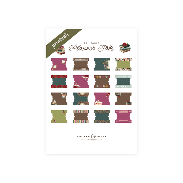 Printable Planner Tabs: Books of Beauty
