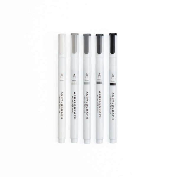 Grayscale Acrylographs | Set of 5