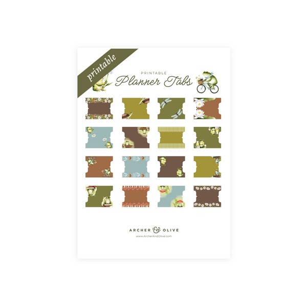 Printable Planner Tabs: Literary Frog