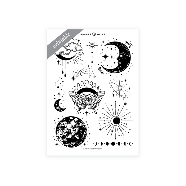 Printable Stickers: Lunar Veil