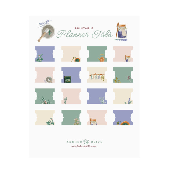Botanist Printable Planner Tabs