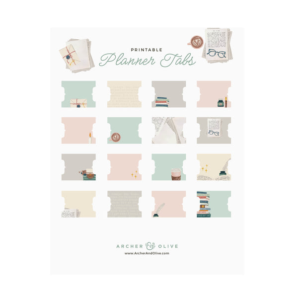 Vintage Typewriter Printable Planner Tabs