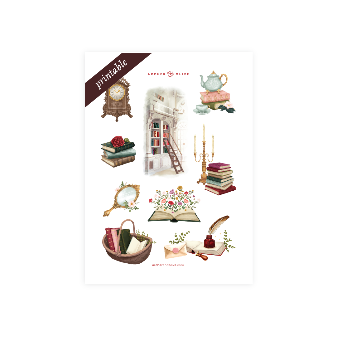 Printable Sticker: Books of Beauty