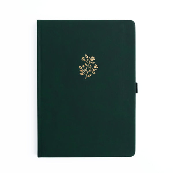 B5 Deep Green Floral Dot Grid Notebook