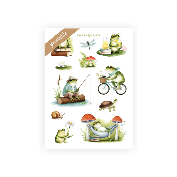 Printable Sticker:  Literary Frog