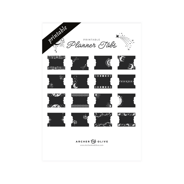 Printable Planner Tabs: Lunar Veil