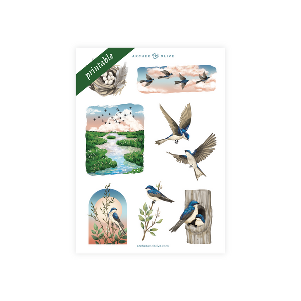 Swallows: Printable Sticker