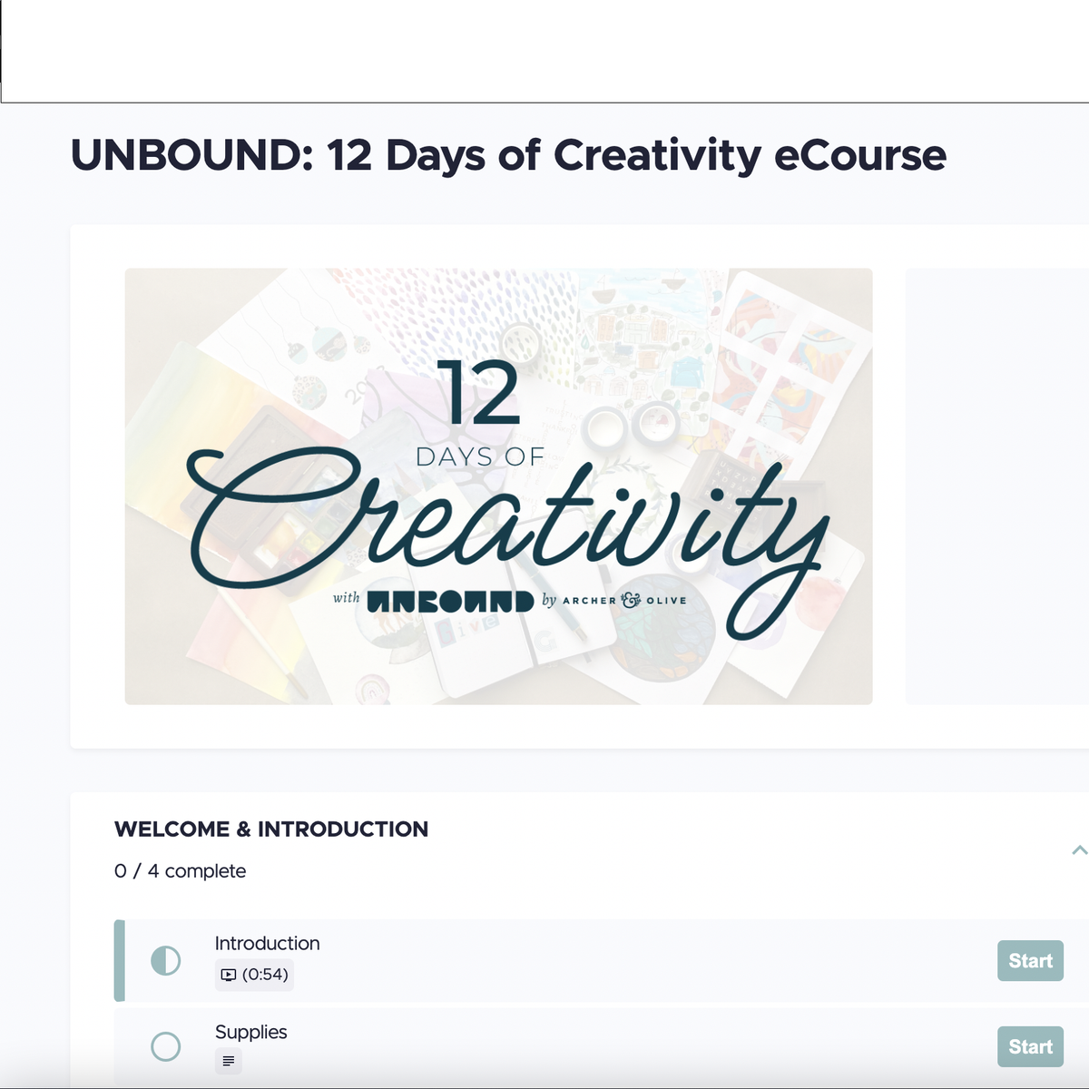 Unbound: 12 Days of Creativity eCourse