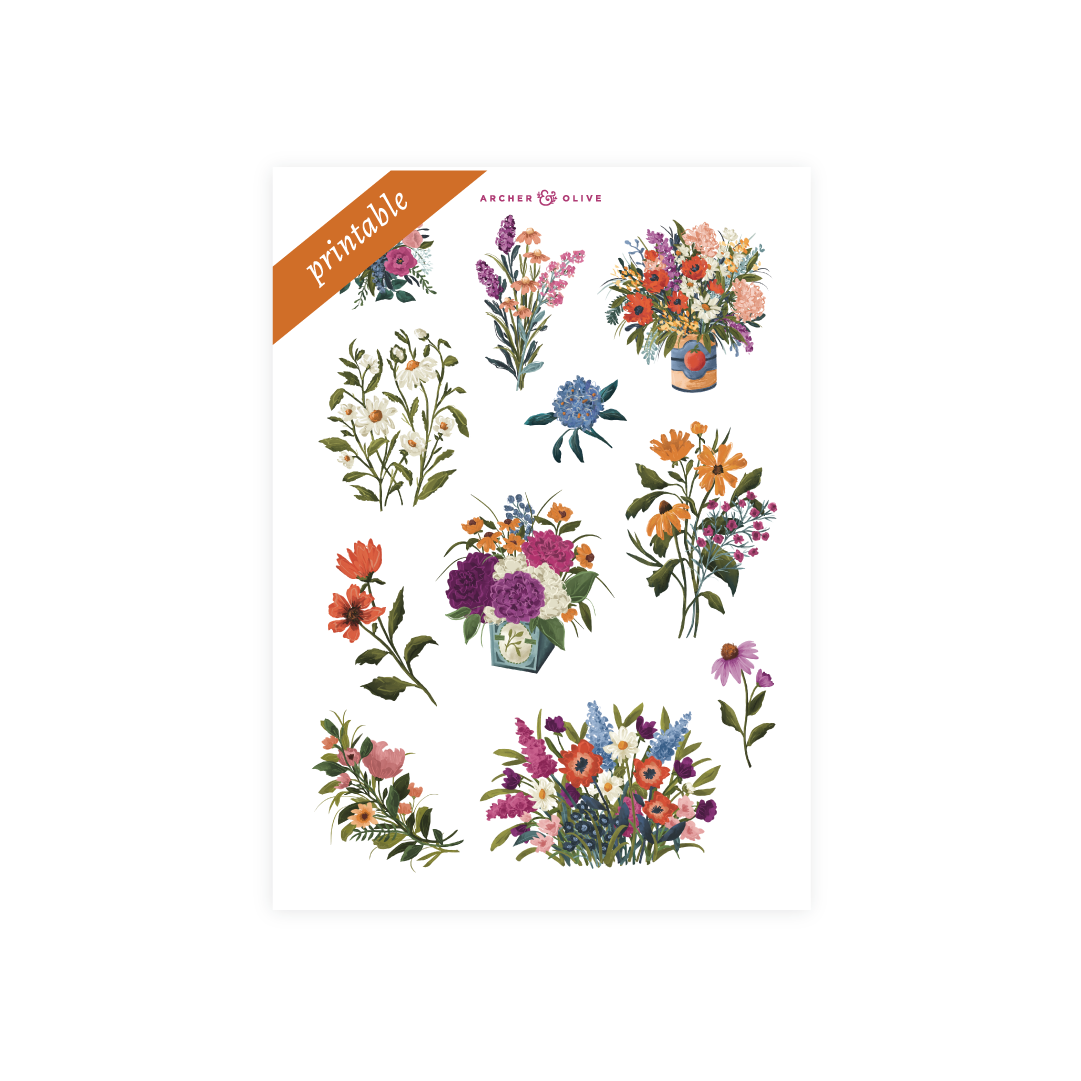 Printable Sticker: Wildflowers