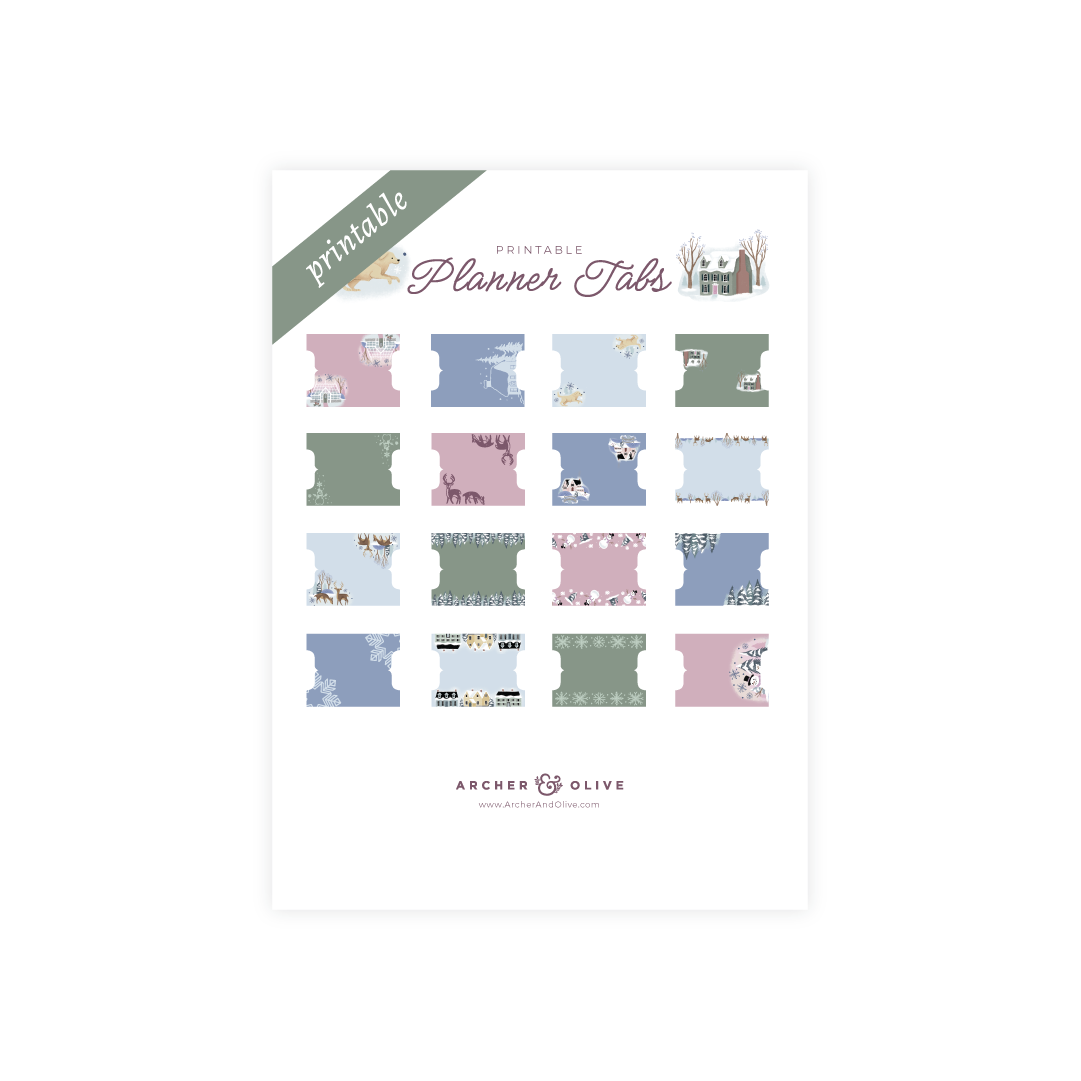 Printable Planner Tabs: Winter Village