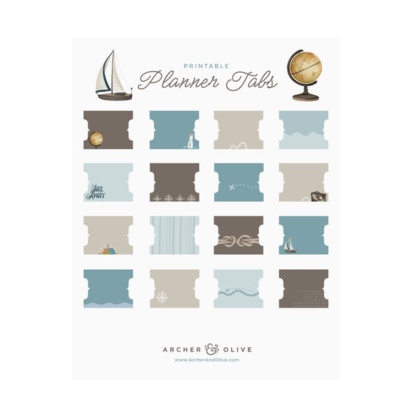 Compass Printable Planner Tabs