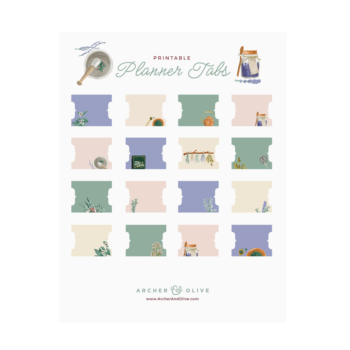 Botanist Printable Planner Tabs